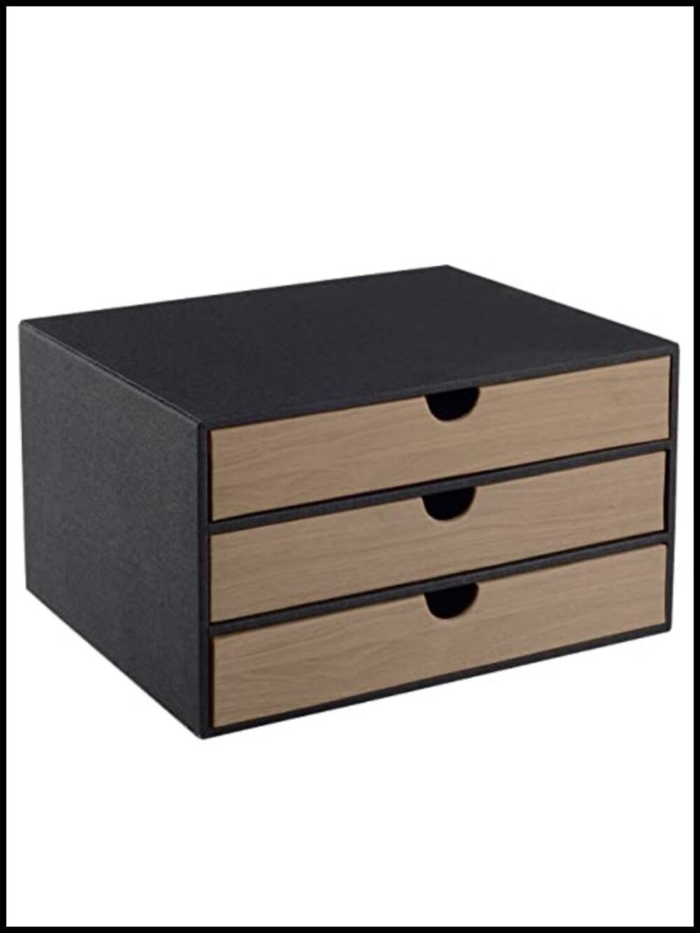 Faux Leather 3 Drawer Desk Organizer Stackable File Storage Box